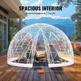 Garden Dome Igloo Tent House, 12 FT Dome Tent, Upgraded Garden Igloo with PVC Transparent Cover and Window, Waterproof Outdoor Geodesic Dome Camping Shelter for Patio, Dining Backyard, Party